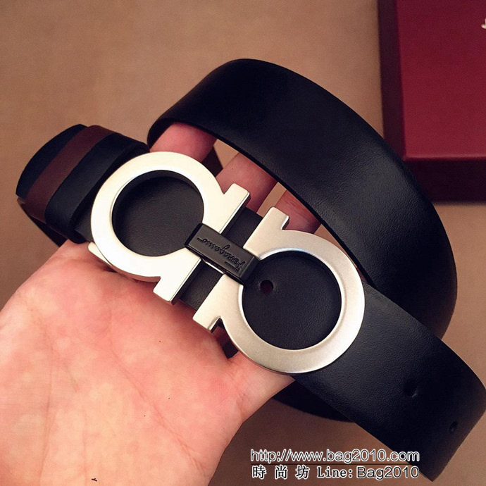 Ferragamo菲拉格慕 雙面進口頭層牛皮荔枝紋 獨特復古風格 精鋼扣 男士皮帶  xfp1190